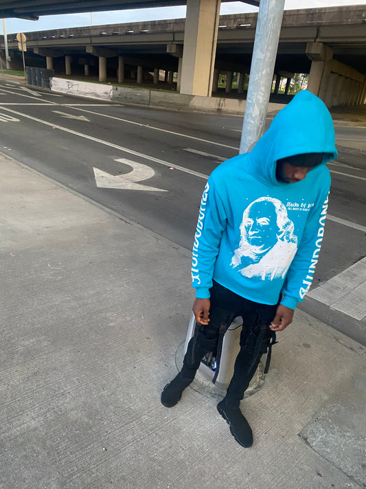 "Stacks of Benjin's" Blue Cropped Hoodie