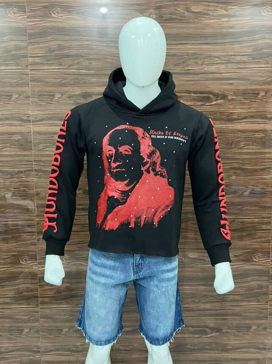 "Stacks of Benjin's" Black Cropped Hoodie